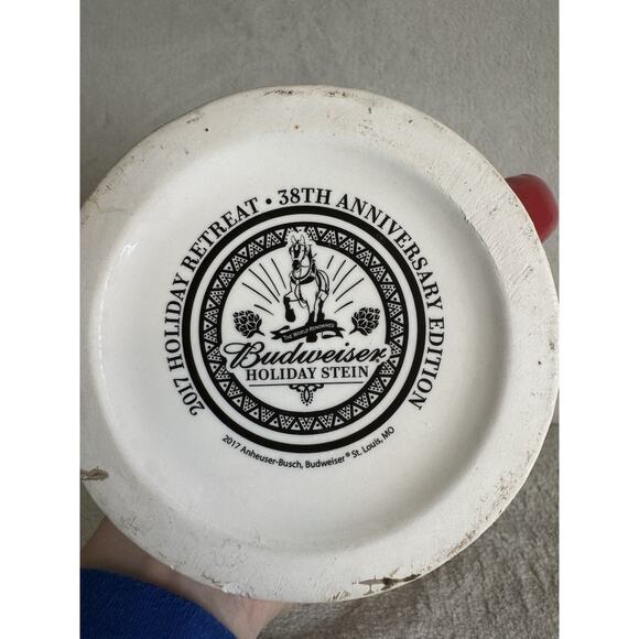 Budweiser Holiday Retreat Christmas Mug 2017 Beer Stein w/ COA 38th Anniversary - Picture 2 of 7